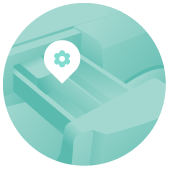 Icon pointing to fabric softener compartment in front-loader drawer