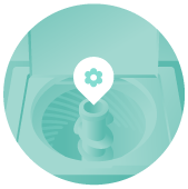 Icon pointing to fabric softener dispenser in top-loader agitator