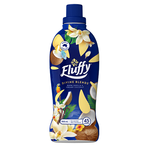 Fluffy Concentrate Divine Blends Warm Vanilla & Creamy Coconut Fabric Conditioner 900ml