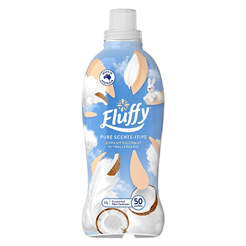 Fluffy Summer Breeze concentrated fabric conditioner 2L bottle with 100 washes, flamingo, and floral design.